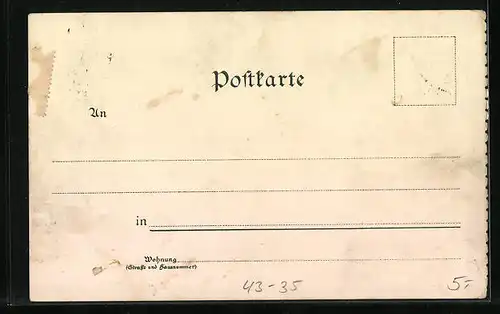 Lithographie Älteres Paar am Tisch und Bei Petrus mit Englein