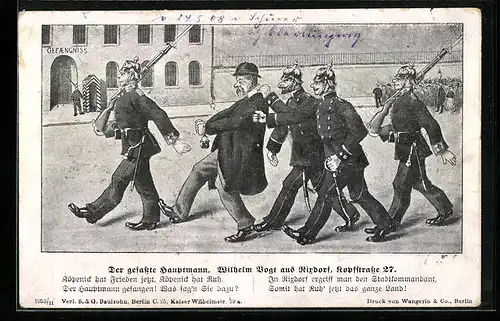 Künstler-AK Berlin, Der Hauptmann von Köpenick wird verhaftet