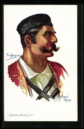 Künstler-AK Em. Dupuis: Soldat d`Infanterie Montenégrine