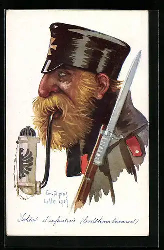 Künstler-AK Em. Dupuis: Soldat d`Infanterie (landsturm bavarois)