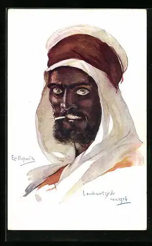 Künstler-AK Em. Dupuis: Lombaertcyde Nov. 1914, dunkelhäutiger Araber, Nos Poilus No 2