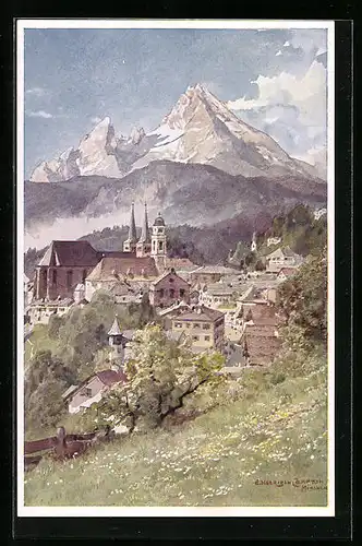 Künstler-AK Edward Harrison Compton: Berchtesgaden, Totalansicht