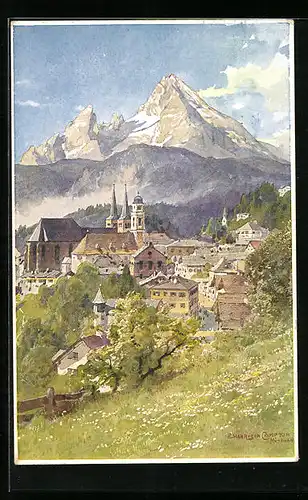 Künstler-AK Edward Harrison Compton: Berchtesgaden, Totalansicht