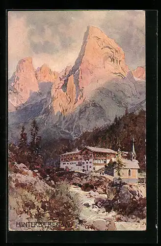 Künstler-AK Edward Harrison Compton: Hinterbaerenbad, das Gasthaus unter den Bergen