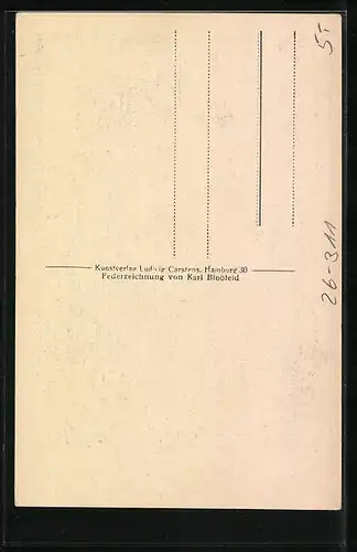 Künstler-AK K. Blossfeld: Lübeck, Hof in der Wahmstrasse