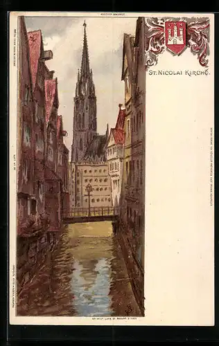 Künstler-AK Carl Biese: Hamburg, St. Nicolai-Kirche, Wappen