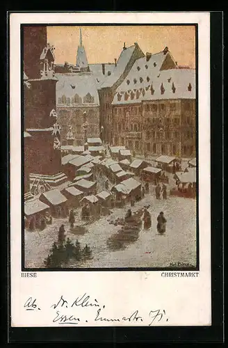 Künstler-AK Carl Biese: Christmarkt im Schnee