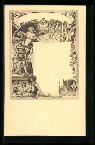 AK Auszeichnung eines Schwimmers, Bademode