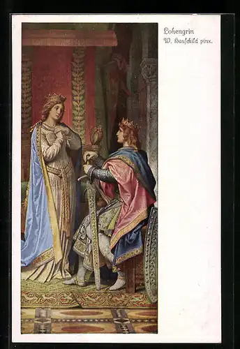 AK Lohengrin, Königspaar, Szenenbild