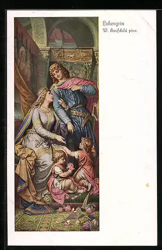 AK Lohengrin, Königspaar und Kinder, Szenenbild
