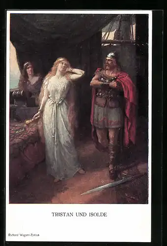 AK Aus Tristan und Isolde, Szenenbild, Richard-Wagner-Zyklus