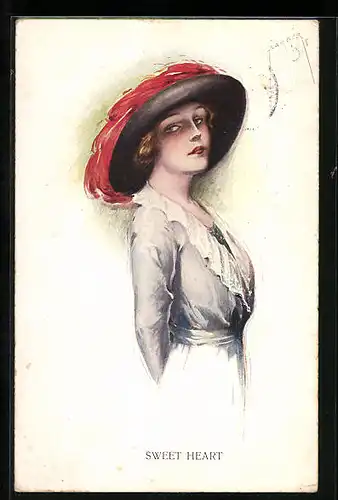 Künstler-AK Court Barber: Sweet Heart, attraktive Dame mit Hut