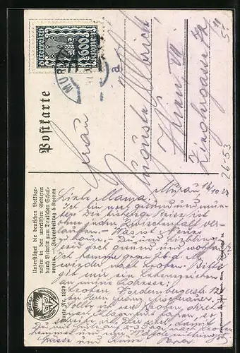 Künstler-AK W. Braun: Bergsteiger denkt an die Seinen zu Hause