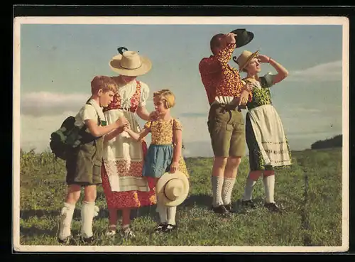 AK Reklame für Indanthren, Familie bei Ausflug