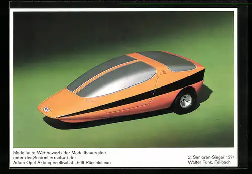 AK Modellauto-Wettbewerb der Modellbauergilde unter d. Schirmherrschaft der Opel AG, 2. Senioren-Sieger 1971 W. Funk