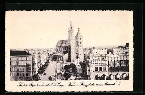 AK Krakau, Ringplatz und Marienkirche