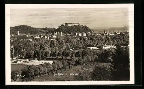 AK Ljubljana, z Bellevue, Ortsansicht aus der Vogelschau