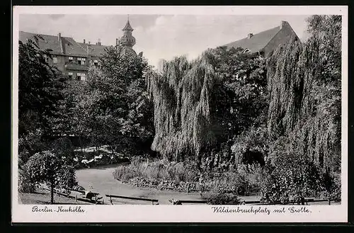 AK Berlin-Neukölln, Wildenbruchplatz mit Grotte