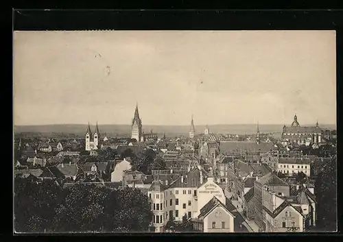 AK Paderborn, Totalansicht aus der Vogelschau, mit Conditorei H. Becker