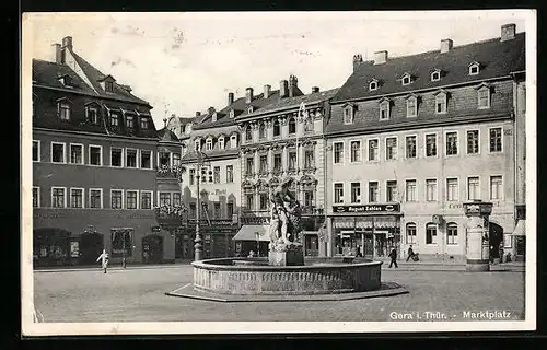 AK Gera /Th., Brunnen auf dem Marktplatz