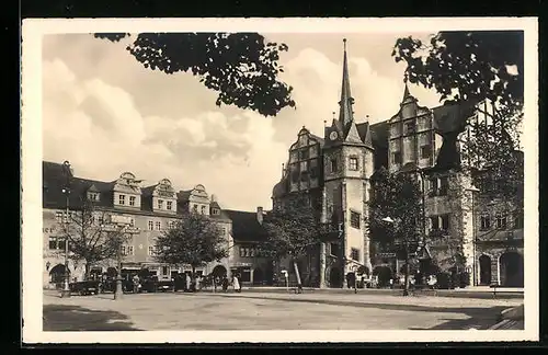 AK Saalfeld /Saale, Historisches Rathaus, Marktplatz