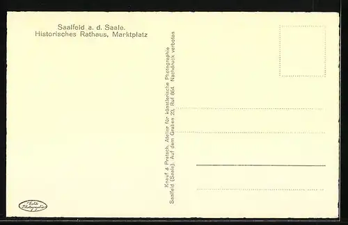 AK Saalfeld /Saale, Historisches Rathaus, Marktplatz
