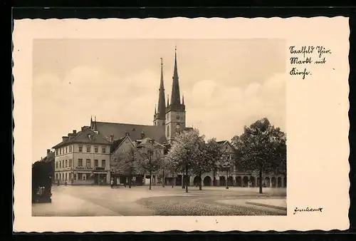 AK Saalfeld /Th., Markt und Kirche