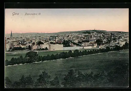AK Gera, Panorama der Stadt von oben