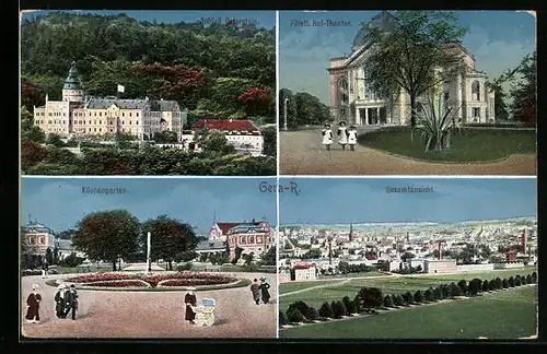 AK Gera, Schloss Osterstein, Gesamtansicht, Hof-Theater