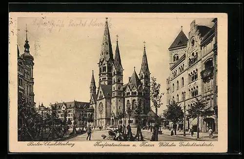 AK Berlin-Charlottenburg, Kurfürstendamm und Kaiser Wilhelm Gedächtniskirche