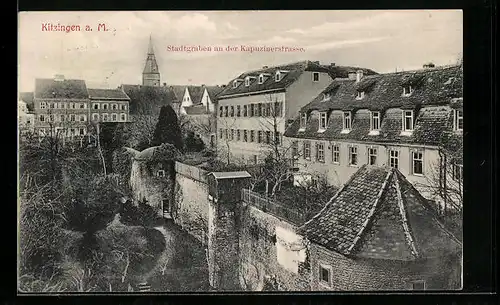 AK Kitzingen a. M., Stadtgraben an der Kapuzinerstrasse