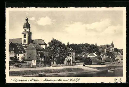 AK Kitzingen /Main, Mainpartie mit Schloss