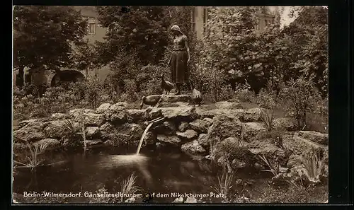 AK Berlin-Wilmersdorf, Gänselieselbrunnen auf dem Nikolsburger Platz