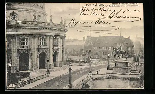 AK Berlin, Kaiser Friedrich-Museum und Kaiser Friedrich-Denkmal