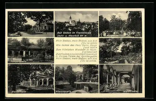 AK Bad Steben /Frankenw., Wiesenquelle, Kurhaus, Ortsansicht