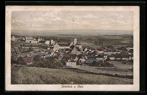 AK Dettelbach /Main, Ortsansicht mit Fernblick aus der Vogelschau