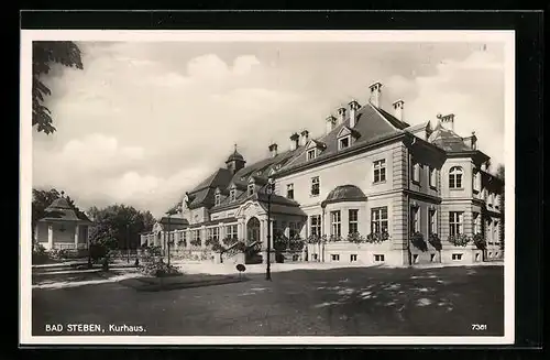 AK Bad Steben /Frankenw., Kurhaus mit Pavillon, Strassenansicht