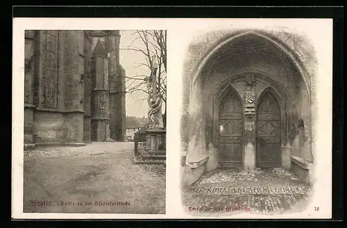 AK Iphofen, Teilansicht der Stadtpfarrkirche, Portal