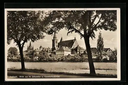 AK Ansbach, Blick zur St. Johannis- und Gumbertuskirche