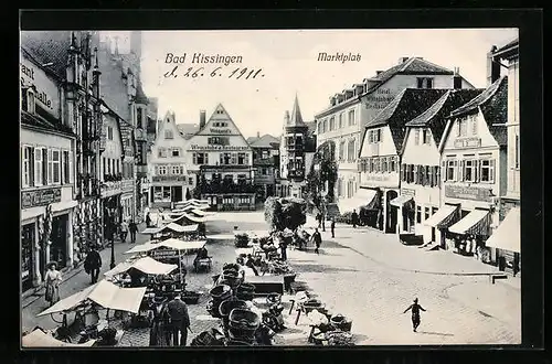 AK Bad Kissingen, Marktplatz mit Ständen