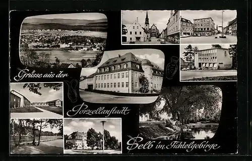 AK Selb im Fichtelgebirge, Strassenpartie mit Geschäften, Gebäudeansicht, Ortspartie