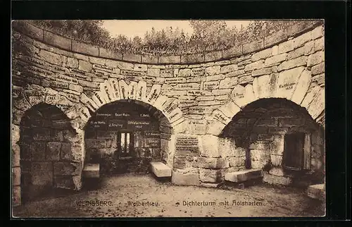 AK Weinsberg, Weibertreu, Dichterturm mit Aolsharfen