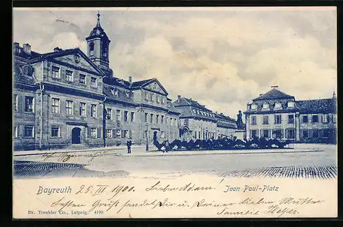 AK Bayreuth, Jean Paul-Platz mit Denkmal