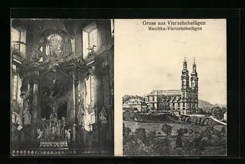 AK Vierzehnheiligen, Basilika-Vierzehnheiligen, Innenansicht