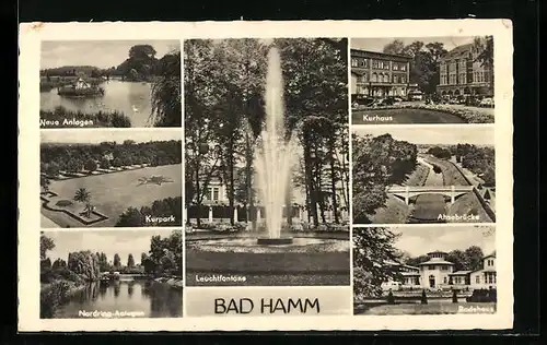 AK Bad Hamm, Kurpark, Leuchtfontäne, Neue Anlagen