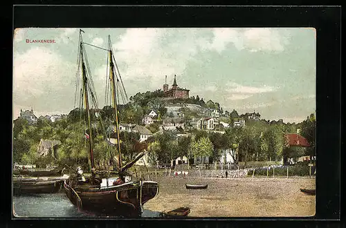 AK Hamburg-Blankenese, Ortsansicht mit Strandpartie