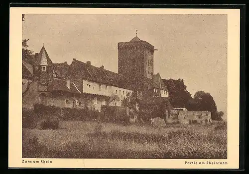 AK Zons a. Rhein, Partie am Rheinturm