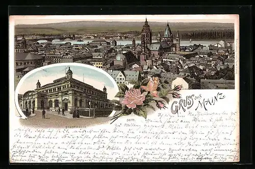 Lithographie Mainz, Stadthalle, Totalansicht