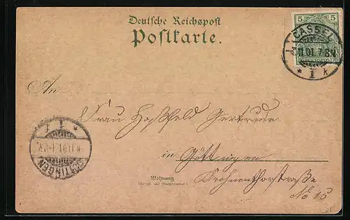 Lithographie Magdeburg, Totalansicht mit Dom