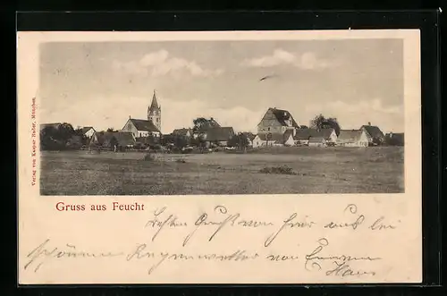 AK Feucht, Ortsansicht mit Kirche